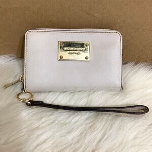 MICHAEL KORS JET SET Small Vanilla Saffiano Leather Phone Wallet Wristlet
